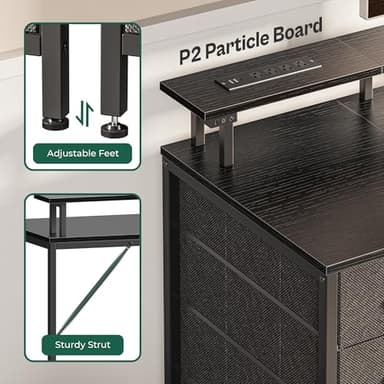 Huuger 47 Inch Computer Desk with Power Outlets and LED Lights, Gaming Desk with 4 Drawers, Office Desk with Monitor Stand, Study Work Home Office, Small Spaces, Black - Image 8