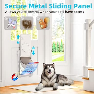 3-Flaps Never Rust Extra Large Dog Door for Door with Sliding Lock Panel, Steel Frame and Telescoping Tunnel, Extreme Weather Durable XL Dog Doors for Door (Pets Up to 220 Lbs) - Image 4