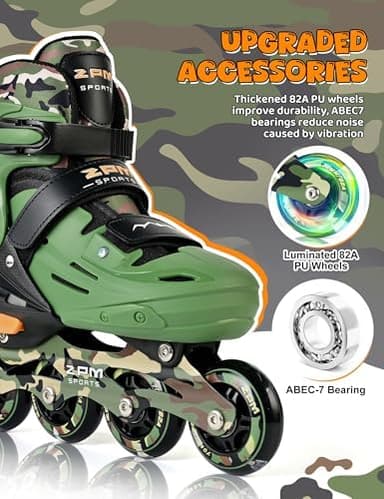 2PM SPORTS Inline Skates for Kids Boys Girls Ages 5-8 8-12 3-5 4-8 6-12 with Light Up Wheels, Adjustable Children's Roller Skates Blades for Toddler Beginner Youth Indoor Outdoor - Image 5