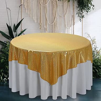 Fitable Gold Sequin Tablecloth for Parties 54x54 Inch - Sparkle Glitter Table Cloth Laser Square Overlay for Wedding Baby Shower Ceremony Birthday Holiday Banquet Decoration - Image 1