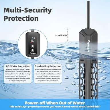 FREESEA Aquarium Heater for Fish Tank: 100W/200W/300W/500W Submersible Fish Tank Heater with Over-Temperature and Off-Water Protection for 75-120 Gallon Saltwater and Freshwater - Image 4