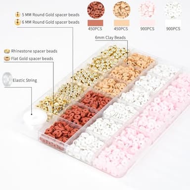 Gionlion 3000 Pcs Clay Beads for Bracelets, Bracelet Making kit Golden Beads for Jewelry Making, Charms Bracelet Kit DIY Arts and Crafts Birthday Mothers Day Gifts Toys - Image 3
