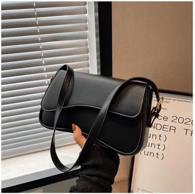 Shoulder Bag for Women Y2K Trendy Purse Vegan Leather Hobo Handbags Clutch Saddle Bag with 2 Removable Strap - Image 7