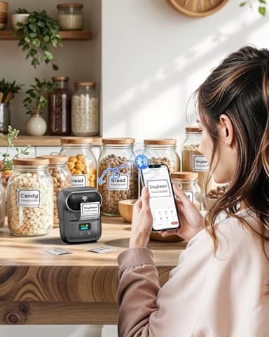 Phomemo M110 Thermal Label Makers- Barcode Label Printer Bluetooth Label Maker Portable Printer for Small Business, Address, Logo, Clothing, Mailing, Sticker Printers for Phone & PC, Gray - Image 3