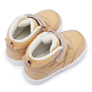 BMCiTYBM Baby High Top Sneakers Boy Girl Walking Shoes Infant First Walker Shoes for 6 9 12 18 24 Months Khaki Size 5 Toddler - Image 5