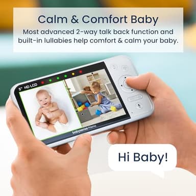 Babysense Prisma Baby Monitor with Camera and Audio, 5” HD Video Baby Monitor with 2 Cameras, 6-Color Night Light, Split Screen, Sound Machine with White Noise & Lullabies, Secure No WiFi - Image 8