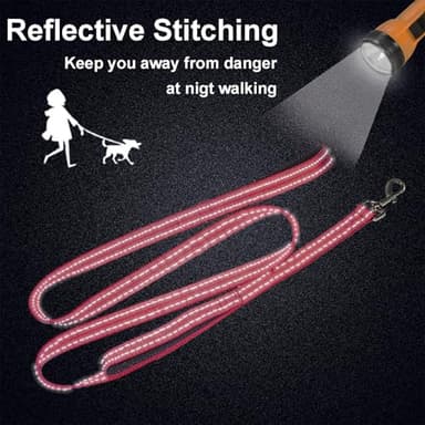 Dual Padded Handle Walking and Training Standard Leashes for Large Breed Dogs That Pull with Reflective Stitching, 360° Rotatable Heavy Duty Metal Buckle,D-Ring,Durable Nylon, 6Ft Long for Big Dogs - Image 6