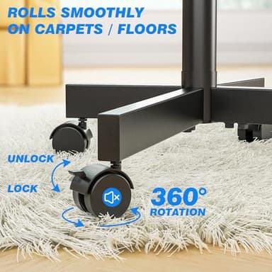 Rfiver Mobile TV Stand for 23-60 Inch LCD LED Flat/Curved Panel Screen TVs up to 88 lbs, Rolling TV Stand with Adjustable Shelf & Tilt, Portable Floor Stand on Wheels for Bedroom, Living Room, Office - Image 5