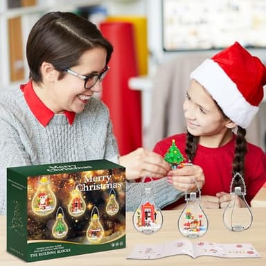 Christmas Ornaments Building Block Set, Compatible with Lego Christmas Tree Decorations Bulbs with Warm Light, Santa Claus Sleigh Phone Booth Fireplace Building Sets Gifts Stocking Stuffers (5 Pack) - Image 5