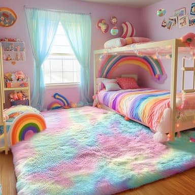 PAGISOFE 4x6 Rainbow Fluffy Soft Plush Area Rugs for Girls Bedroom, Shaggy Rugs for Kids Playroom,Kawaii Princess Fuzzy Rugs for Nursery Baby Toddler,Cute Colorful Room Decor for Teenage - Image 5
