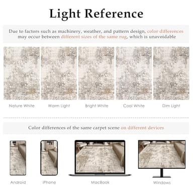 WondRg 8x10 Washable Area Rug Brown Grey Abstract Living Room Bedroom Carpet Neutral Modern Non Slip Soft Low Pile Indoor Large Throw Rug for Dining Room Office - Image 8