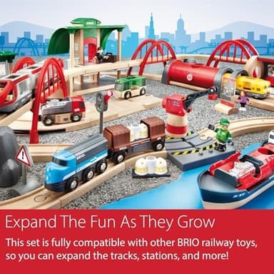 BRIO World Deluxe Railway Set - 87-Piece Wooden Train Set - Includes Passenger & Freight Trains, Stations, Accessories - Safe & Sustainable - MESH Accredited Fun Play for Kids Ages 3 & Up - Image 6