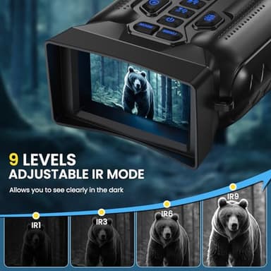 WISHBETY Night Vision Goggles,4K Night Vision Binoculars for Adults,Thermal Binoculars with 10X Zoom & 9-Level Infrared,32GB TF Card Included,Photo & Video Recording,Compact Design,Ideal Gifts for Men - Image 4