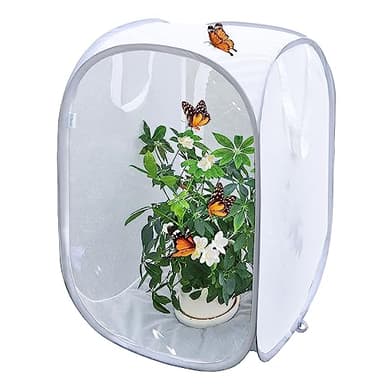 Pop-up Insect and Butterfly Habitat Cage Terrarium Clear Mesh Enclosure - 16" x 16" x 24" - Image 1