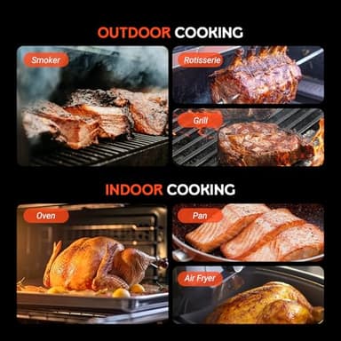 Wireless Meat Thermometer - 5G Wi-Fi and 5.4 Bluetooth Meat Thermometer Digital Wireless for Grilling and Smoking with IP67 Dual Probes and Backlight LCD Display for BBQ, Smoker, Oven, Grill - Image 6