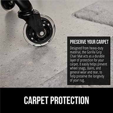 GORILLA GRIP Slip Resistant Office Chair Mat for Carpet Floors, 36x48 Lip Smooth Glide Under Desk Carpeted Floor Protector, Heavy Duty Plastic Computer Mats for Rolling Work and Gaming Chairs, Clear - Image 6