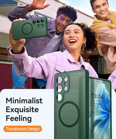 CANSHN Designed for Samsung Galaxy S25 Ultra Case (2025) [Full Camera Protection] [Compatible with Magsafe] Translucent Matte Back Protective Phone Cover, Deep Green - Image 4