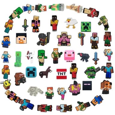 50PCS Video Game Croc Charms for Boys Teens Kids, Durable Pixel Themed Shoe Charms for Croc Clog Sandals, Variety Characters Cute Shoe Accessories, Party Favors Gifts for Game Fans - Image 4