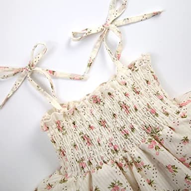 Baby Girls Daisy Playsuits Bodysuit+Headband Print Halter Romper Floral Jumpsuit Infant Summer Clothes (Y-Beige, 0-3 Months) - Image 5