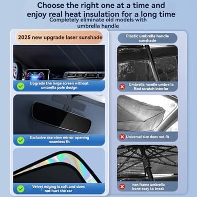 for Mercedes Benz C C300 A B E E350 GLA GLB250 CLA CLK Class Windshield Sun Shade - Foldable Windshield Cover Sun Shade Accessories Protect Car from Sun Rays Overlapping UV Reflective Window Sunshad - Image 4