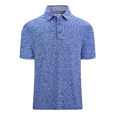 Alex Vando Mens Golf Shirt Moisture Wicking Quick-Dry Short Sleeve Casual Polo Shirts for Men,Blue,XL - Image 1