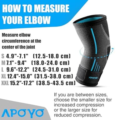 APOYO Elbow Brace for Tendonitis and Tennis Elbow, Compression Sleeve for Arthritis, Workouts, Reduce Joint Pain During Fitness Activity (Large) - Image 3