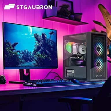 STGAubron Gaming PC Desktop Computer, Intel i7 Xeon E5 3.0GHz, Radeon RX 550 4G, 16GB RAM, 512GB SSD, 600M WiFi, BT 5.0, RGB Fan x3, Windows 11 Home - Image 5