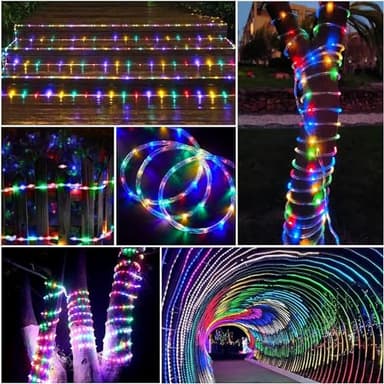 SINGCHUNGTE Solar Colorful Rope Lights, 66Ft 200 LED Waterproof Rope Lights for Outside, Solar Rope Light Outdoor Indoor, Rope Light for Outdoor Wedding Garden Holiday Lights Decoration(Multicolor) - Image 7