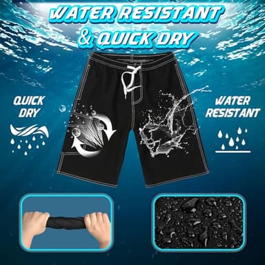 Srnede Mens Swim Trunks Swimming Trunks Swim Shorts Quick Dry 11 Inch with Mesh Lining Funny Swimwear Bathing Suits Black - Image 3