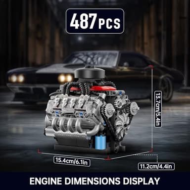 Mould King Mini V8 Engine Kits That Runs, Build Your Own Visible Car Motor, Physical Science Experiment Models for Teens, Best STEM Toy Gifts for 14+ and Adult 10171 (487 Pcs) - Image 5