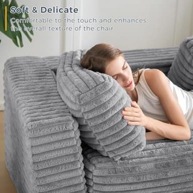 MAXYOYO Giant Bean Bag Chair for Adults, Upholstered Loveseat Floor Sofa with Pillows and Armrests, Large Bean Bag Sofa Plush Chair Bean Bag Couch for Bedroom Living Room, Grey - Image 8