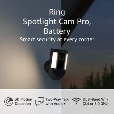 Like-New Ring Spotlight Cam Pro, Battery | 3D Motion Detection, Two-Way Talk with Audio+, and Dual-Band Wifi (2022 release) - Black - Image 2
