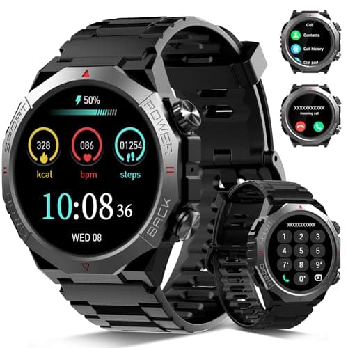 Military Smart Watches for Men (Answer/Make Calls), 1.39" HD Fitness Watches, Heart Rate/Sleep Monitor, 110+ Sports Modes Watch for Men, Waterproof Watch, 30Day, Watches for Android/iPhone, Black - Image 1
