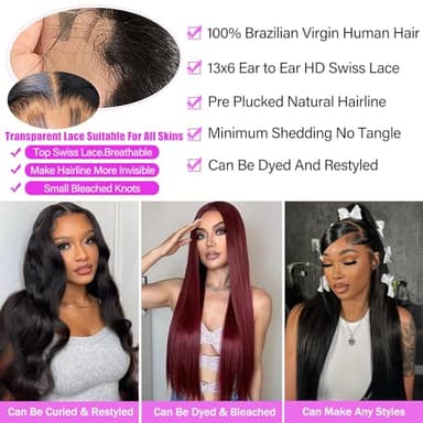Zlzlblbl 32 Inch 13x6 Lace Front Wigs Human Hair Pre Plucked 100 Percent Human Hair Wig Straight Hd Lace Frontal Wigs Human Hair Glueless Wigs Human Hair for Women Natural Color - Image 6