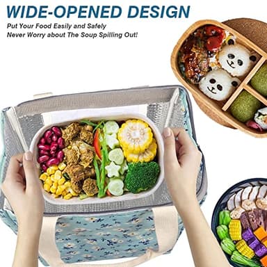 iknoe Insulated Lunch Bag for Women, 9L Durable Wide-Open Foldable & Portable Lunch Tote with Interior Pockets, Water-resistant Thermal Lunch Cooler for Adults (Floral) - Image 4