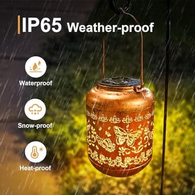 Mothers Day Gifts Butterfly Solar Lanterns Outdoor Hanging Waterproof Butterfly Garden Decor Gifts for Women Mom Grandma Metal Solar Lights Decoration Outside for Yard, Patio,Pathway Landscape - Image 5