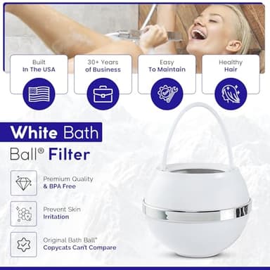 Crystal Quest Bath Ball Water Filter for Bathtub - 3-Stage Filtration, Removes Chlorine, Chloramine & Byproducts, 2,500 Gallons, BPA Free, pH Balanced Water, Fits Most Tubs, Easy Install - White - Image 3