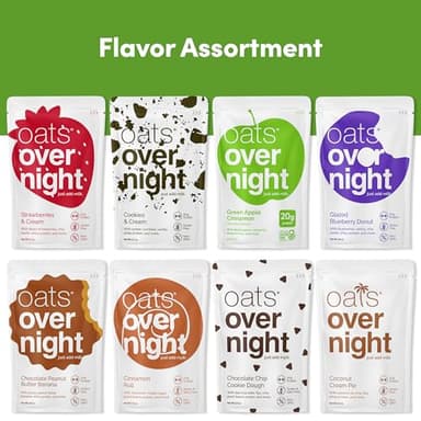 Oats Overnight Party Variety Pack - High Protein, High Fiber Breakfast Protein Shake - Gluten Free Oatmeal, Non GMO Oatmeal - Cookies & Cream, Coconut Cream Pie & More Flavors (8 Pack + Shaker Bottle) - Image 7