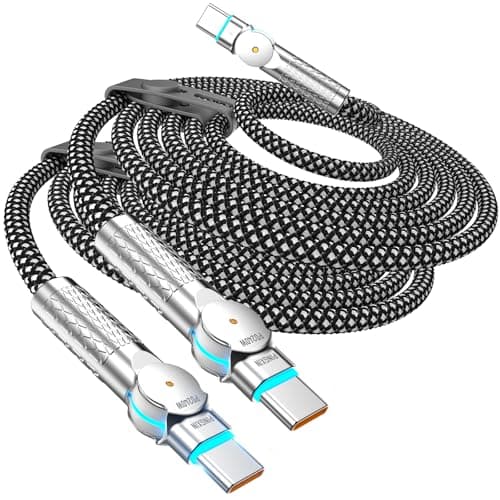 USB C to USB C Cable10ft,240W 2-Pack Braided 180°Rotating Type C Charging CableFast Charge for iPhone 16/16Pro/16Plus/16ProMax,MacBook Air,iPad Pro,Pixel,Samsung Galaxy S23/S24 Ultra-Black - Image 1