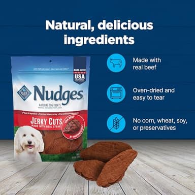 Blue Buffalo Nudges Jerky Cuts Dog Treats, Made in the USA with Natural Ingredients, Steak, 10-oz Bag - Image 7