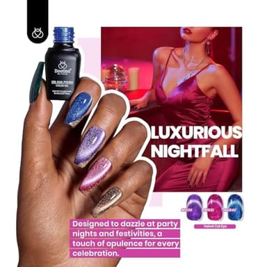 Beetles Cat Eye Gel Nail Polish Set - 36 Colors Red Purple Brown Green Burgundy Magnetic Christmas Gel Polish Kit Base Gel Glossy Matte Top Coat Magnet Soak off UV DIY Salon Nail Art Gift for Women - Image 2