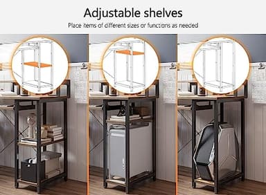 CubiCubi Computer Desk with Keyboard Tray, 47 Inch Office Desk with Monitor Stand and Storage Shelves, Music Studio Desk Workstation, Work Table for Home Office, Rustic Brown - Image 6