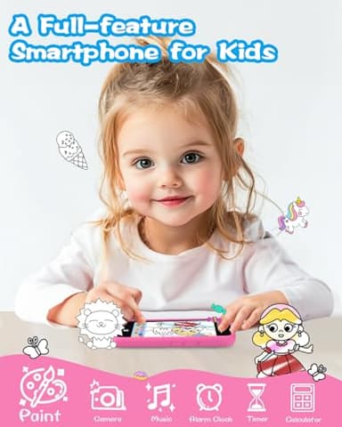 MOMILLA Kids Toys Smart Phone, Girls Toys with 3.97" Touchscreen Phone, Birthday Gift for Kids Age 3-12, Toddler Toys Learning Smartphone, 16 GB Storage Cell Phone with Front Camera (No Dual Camera) - Image 3