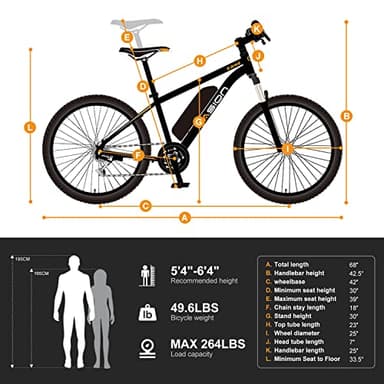 Jasion EB5 Electric Bike for Adults with Peak 750W Brushless Motor, 40Miles 20MPH Commuting Electric Mountain Bike with 360Wh Removable Battery, 7-Speed, 26" Tires and Front Fork Suspension - Image 7