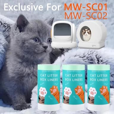 60 Count Self-Cleaning Cat Litter Box Liners Bag Fit For MW-SC01/MW-SC02/MW-LR01, Drawstring Heavy Duty Pet Litter Receptacles Bags Compatible with Automatic Cat Litter Box-18" * 12" - Image 2