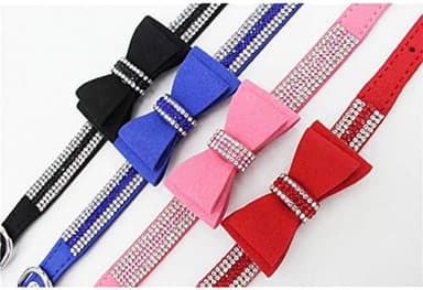 Extra Small Dog Collar with Bowtie，Rhinestone Bling Diamond Sparkly Crystal Jewel Cute Adjustable for Small Medium Large Girl Puppy Cat Collars Female Pet Kitten,Black XS - Image 8