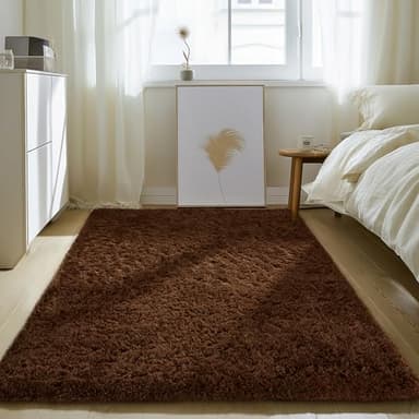 Ophanie Brown Rugs for Bedroom Living Room, Fluffy Fuzzy Furry Carpet, Plush Soft Shaggy Bedside Indoor Floor 4x6 Area Rug for Kids Girls Boys Baby Teen Dorm Nursery Home Decor Aesthetic - Image 7