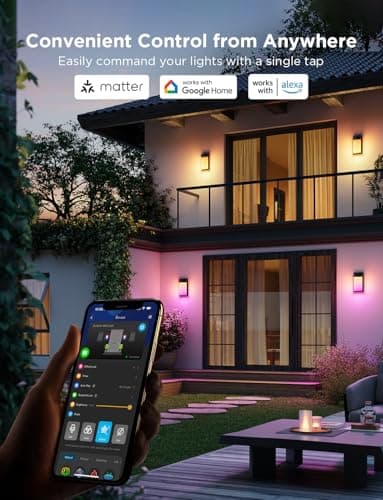 Govee Outdoor Wall Light, 1500LM Smart RGBIC Porch Lights Outdoor with 45 Scene Modes, IP65 Waterproof for Outdoor Decor, DIY Lighting Effects, Works with Alexa, Google Assistant and Matter, 2 Pack - Image 7