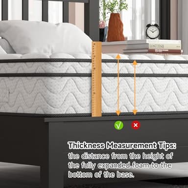 Vesgantti Queen Size Mattress 10 Inch, Fiberglass-Free | Cool Sleep Hybrid Mattress in a Box - Memory Foam & Pocket Springs, Ergonomic Design, Pressure Relief, Medium Firm Feel, 60"×80"×10" - Image 6