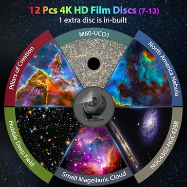Galaxy Projector for Bedroom, HD Image Star Projector Galaxy Light Adjustable Knob, 13 Film Discs Planetarium Projector for Kids, 360° Rotating 1/2h Timer Simple 3-Button Control - Image 3